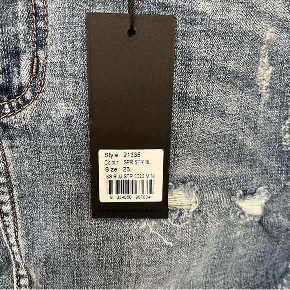 One Teaspoon 2020 Mini High Waist Denim Skirt in Superstar Blue size 23 - Picture 6 of 14